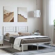 vidaXL Sängram med huvudgavel metall vit 150x200 cm