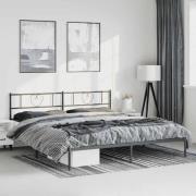 vidaXL Sängram med huvudgavel metall svart 193x203 cm