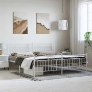 vidaXL Sängram med huvudgavel och fotgavel vit metall 193x203 cm