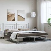 vidaXL Sängram med huvudgavel metall vit 193x203 cm