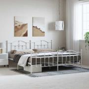 vidaXL Sängram med huvudgavel och fotgavel vit metall 193x203 cm