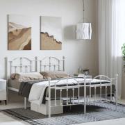 vidaXL Sängram med huvudgavel och fotgavel vit metall 150x200 cm