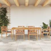 vidaXL Matgrupp för trädgården med mörkgrå dynor 7 delar massiv teak