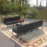 vidaXL Loungegrupp med dynor 8 delar konstrotting svart