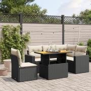 vidaXL Loungegrupp med dynor 6 delar svart konstrotting