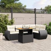 vidaXL Loungegrupp med dynor 6 delar svart konstrotting
