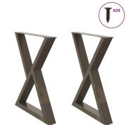 vidaXL Matbordsben 2 st naturstål 70x(72-73,3) cm stål
