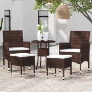 vidaXL Loungegrupp för trädgården 5 delar konstrotting brun