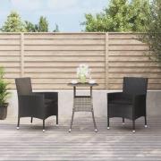 vidaXL Caféset med dynor 3 delar konstrotting svart