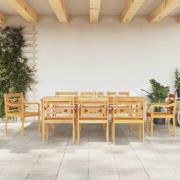 vidaXL Matgrupp för trädgården 9 delar massivt teakträ