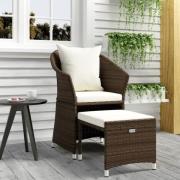 vidaXL Loungegrupp med dynor 2 delar brun konstrotting