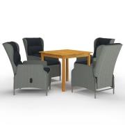 vidaXL Matgrupp för trädgården 5 delar ljusgrå