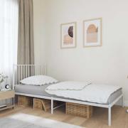 vidaXL Sängram med huvudgavel metall vit 100x190 cm