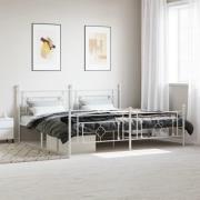vidaXL Sängram med huvudgavel och fotgavel vit metall 193x203 cm