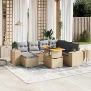 vidaXL Matgrupp för trädgården med dynor 8 delar beige konstrotting