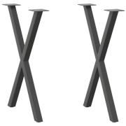 vidaXL Matbordsben X-formade 2 st antracit 60x(72-73) cm stål