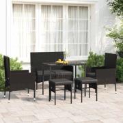 vidaXL Loungegrupp med dynor 6 delar svart konstrotting