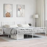 vidaXL Sängram med huvudgavel och fotgavel vit metall 193x203 cm