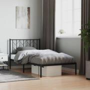 vidaXL Sängram med huvudgavel metall svart 100x200 cm