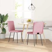 vidaXL Matstolar 2 st rosa sammet
