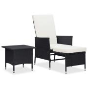 vidaXL Loungegrupp för trädgården med dynor 2 delar konstrotting svart