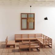 vidaXL Loungegrupp för trädgården 12 delar honungbrun massiv furu