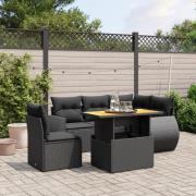 vidaXL Loungegrupp med dynor 6 delar svart konstrotting