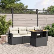 vidaXL Loungegrupp för trädgården med dynor 5 delar svart konstrotting
