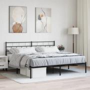 vidaXL Sängram med huvudgavel metall svart 200x200 cm