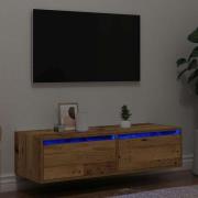 vidaXL Tv-bänk med LED-belysning åldrat trä 100X35,5x25 cm