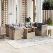 vidaXL Soffgrupp för trädgård med dynor 10 delar beige konstrotting