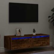 vidaXL Tv-bänk med LED-belysning rökfärgad ek 100X35,5x25 cm