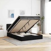 vidaXL Ottoman säng med madrass och LED-lampor svart 140x190 cm tyg