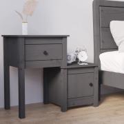 vidaXL Sängbord grå 79,5x38x65,5 cm massiv furu