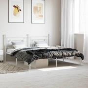 vidaXL Sängram med huvudgavel metall vit 183x213 cm
