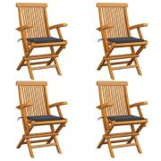 vidaXL Trädgårdsstolar med antracit dynor 4 st massiv teak