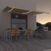 vidaXL Markis manuellt infällbar med LED 600x350 cm gul och vit