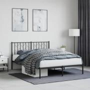 vidaXL Sängram med huvudgavel metall svart 140x190 cm