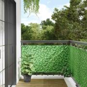 vidaXL Insynsskydd för balkong växtmotiv grön 400x75 cm PVC