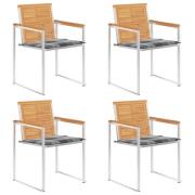 vidaXL Trädgårdsstolar med dynor 4 st massiv teak