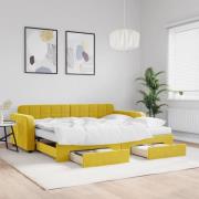 vidaXL Dagbädd utdragbar med lådor gul 90x200 cm sammet