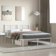 vidaXL Sängram med huvudgavel metall vit 120x190 cm