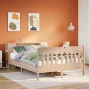 vidaXL Säng med bokhylla utan madrass 120x200 cm massiv furu