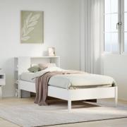 vidaXL Säng med bokhylla utan madrass vit 90x200cm massiv furu