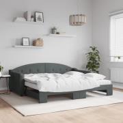 vidaXL Dagbädd med extrabädd och madrasser mörkgrå 90x190 cm tyg