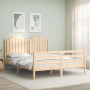 vidaXL Sängram med huvudgavel 160x200 cm massivt trä