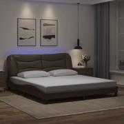 vidaXL Bed Frame with LED without Mattress "Hvar" Brown 180x200 cm