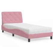 vidaXL Bed with Mattress Pink 90x190 cm Velvet
