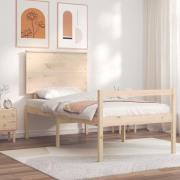 vidaXL Sängram med sänggavel 100x200 cm massivt trä