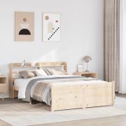 vidaXL Sängram med huvudgavel 140x190 cm massiv furu